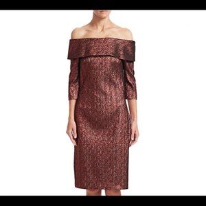 Rickie Freeman for Teri Jon Women's Red Off-the-Shoulder Dress Size 14